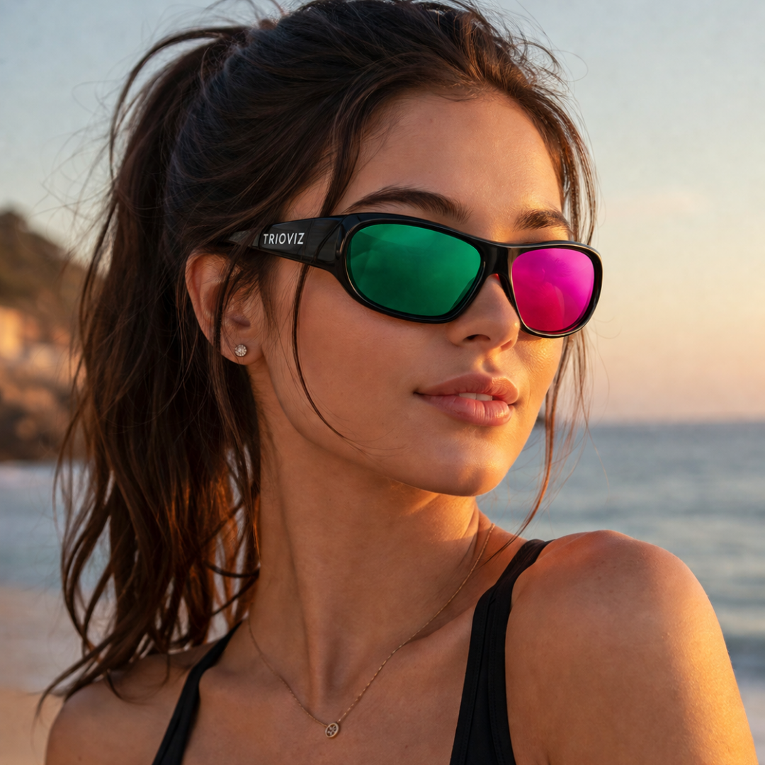 Green and Pink Dual Tone Trendy Sunglasses for Men and Women