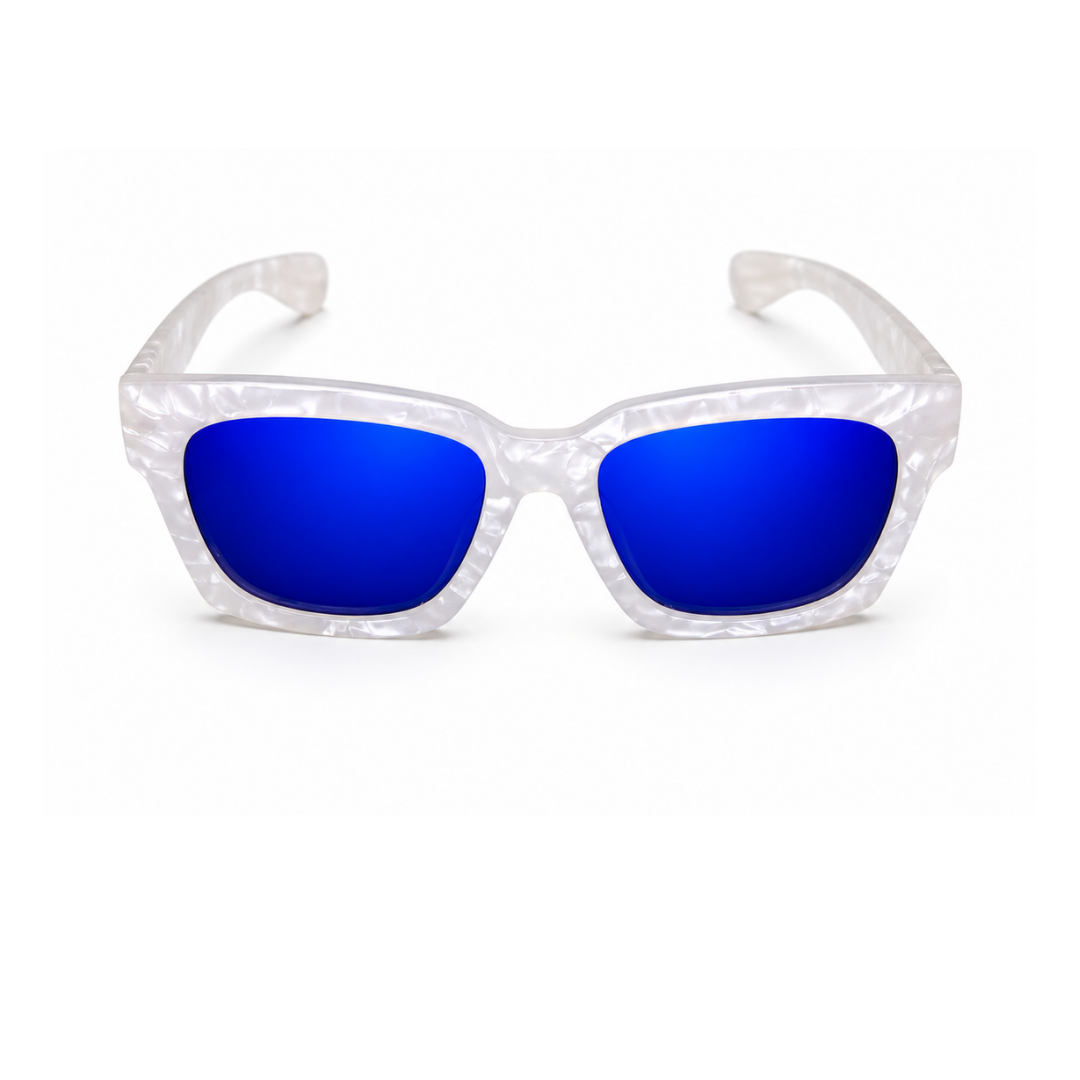 Crystal White Blue Cat Eye Funky Sunglasses for Women