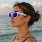 Crystal White Blue Cat Eye Funky Sunglasses for Women