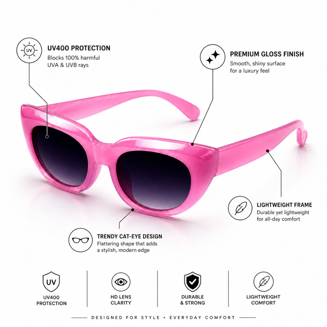 Baby Pink Cat Eye Funky Sunglasses for Women