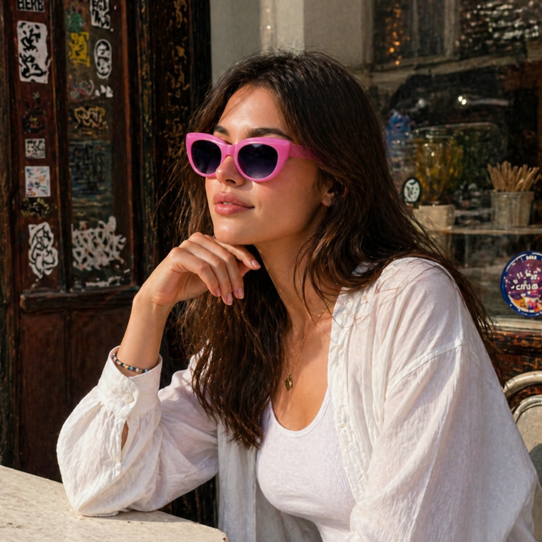 Baby Pink Cat Eye Funky Sunglasses for Women