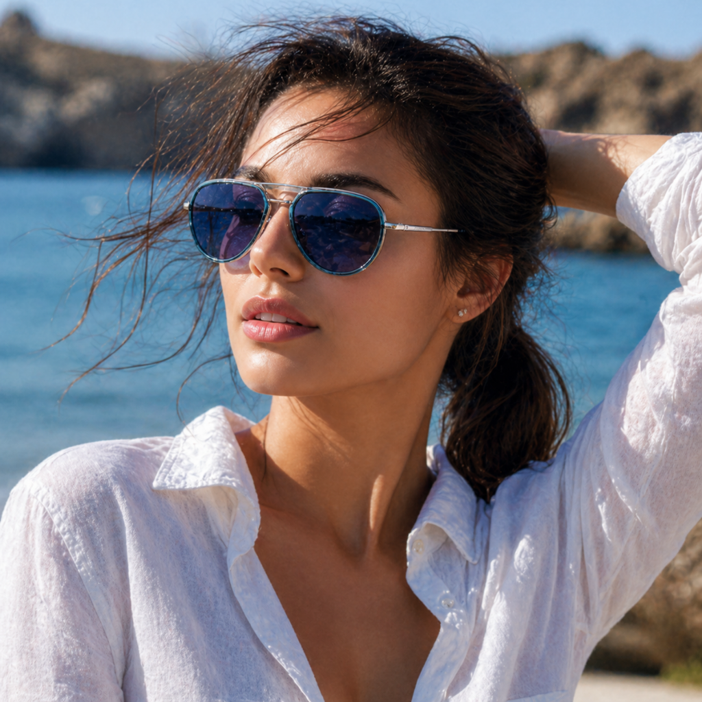 Blue Frame Aviator Classic UV Protection Sunglasses for Men and Women