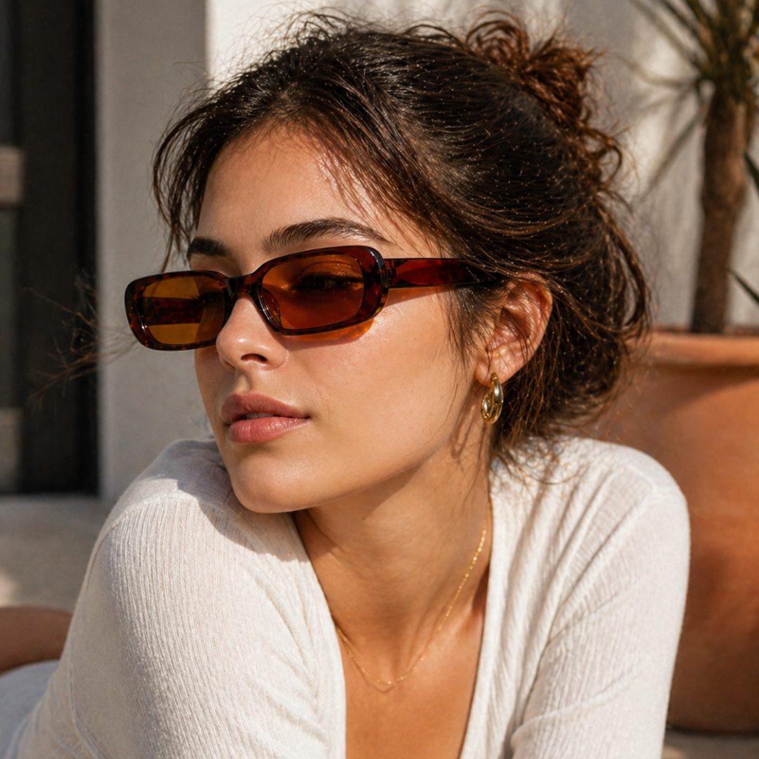 Brown Rectangle Trendy Sunglasses for Men and Women