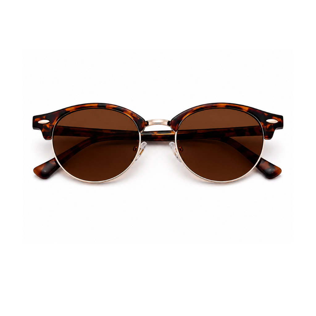 Brown Leopard Round Trendy Polarized Sunglasses for Men and Women