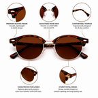 Brown Leopard Round Trendy Polarized Sunglasses for Men and Women