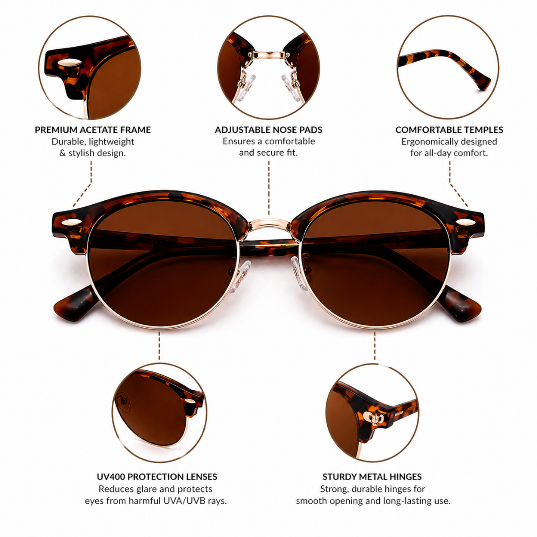 Brown Leopard Round Trendy Polarized Sunglasses for Men and Women