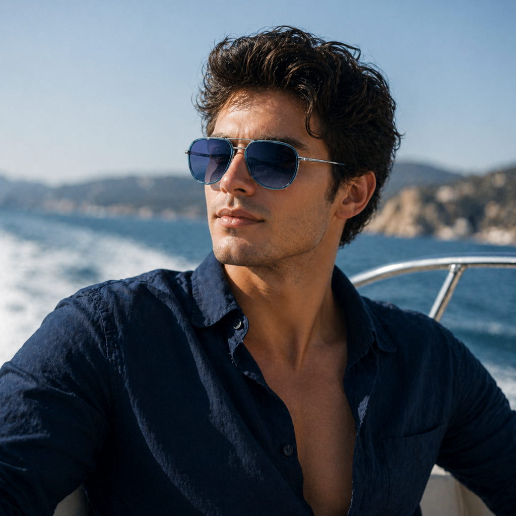 Blue Frame Aviator Classic UV Protection Sunglasses for Men and Women