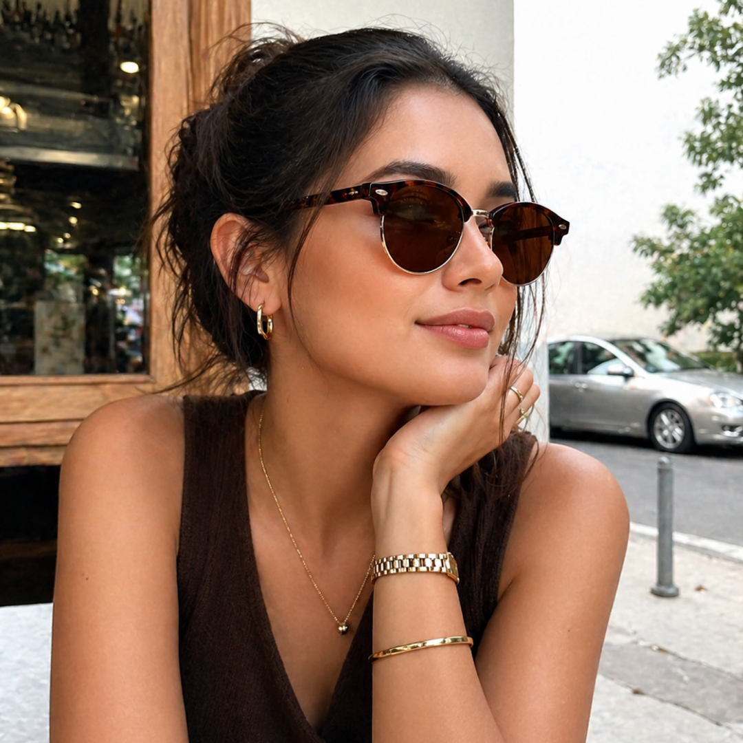 Brown Leopard Round Trendy Polarized Sunglasses for Men and Women