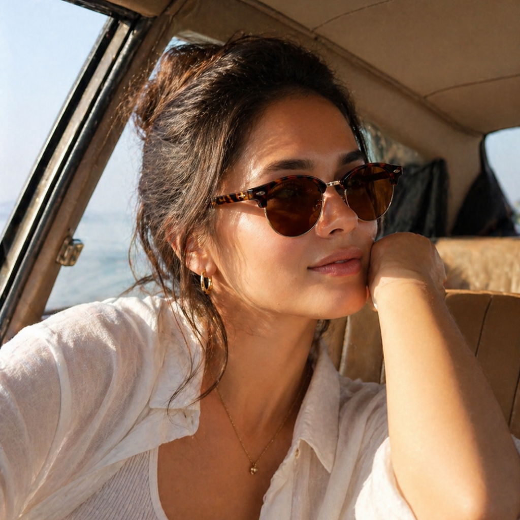 Brown Leopard Round Trendy Polarized Sunglasses for Men and Women