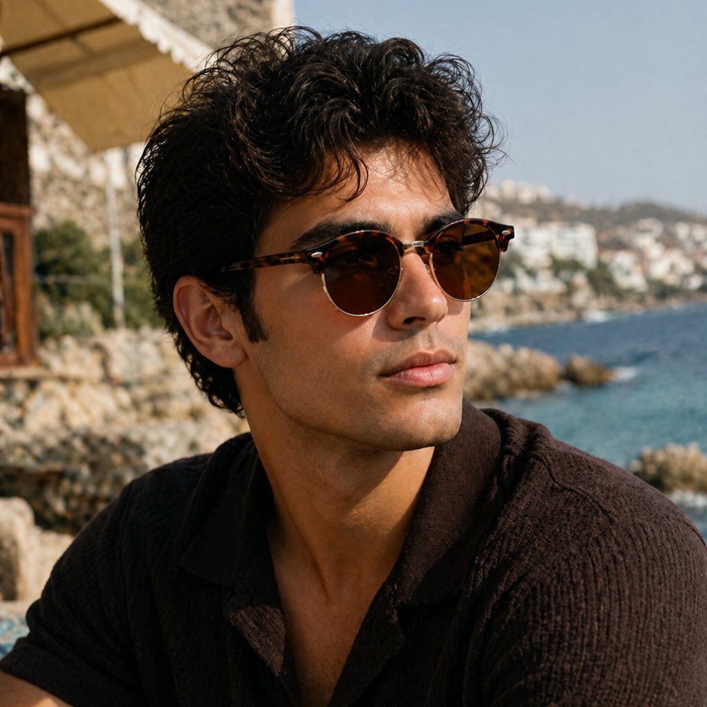 Brown Leopard Round Trendy Polarized Sunglasses for Men and Women