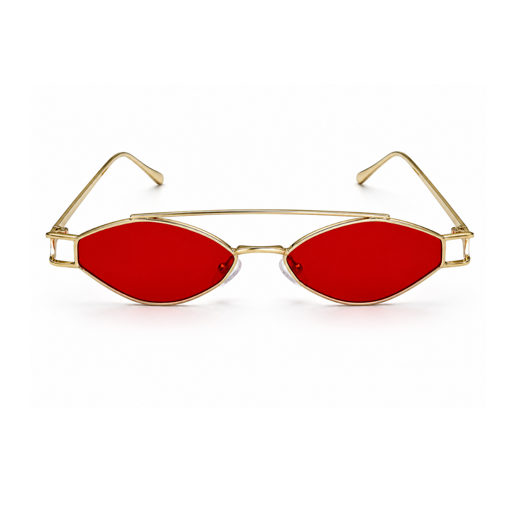Red Hexagonal Trendy Sunglasses for Men and Women