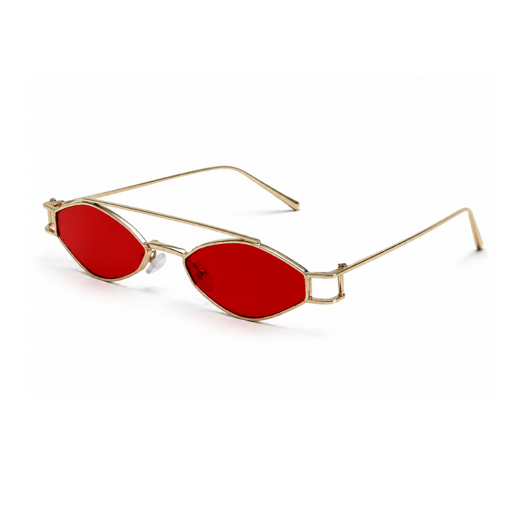 Red Hexagonal Trendy Sunglasses for Men and Women
