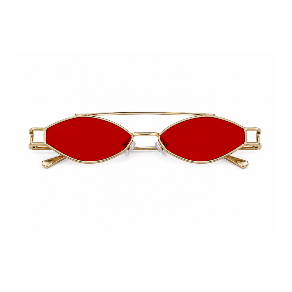 Red Hexagonal Trendy Sunglasses for Men and Women