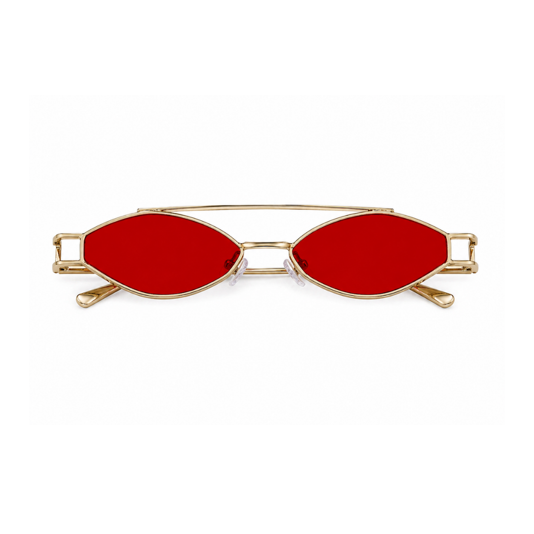 Red Hexagonal Trendy Sunglasses for Men and Women