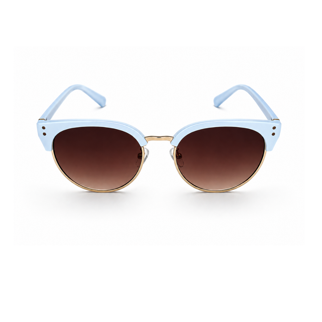 White and Brown Cat-Eye Funky Sunglasses for Women