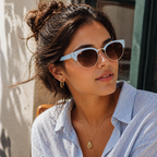 White and Brown Cat-Eye Funky Sunglasses for Women