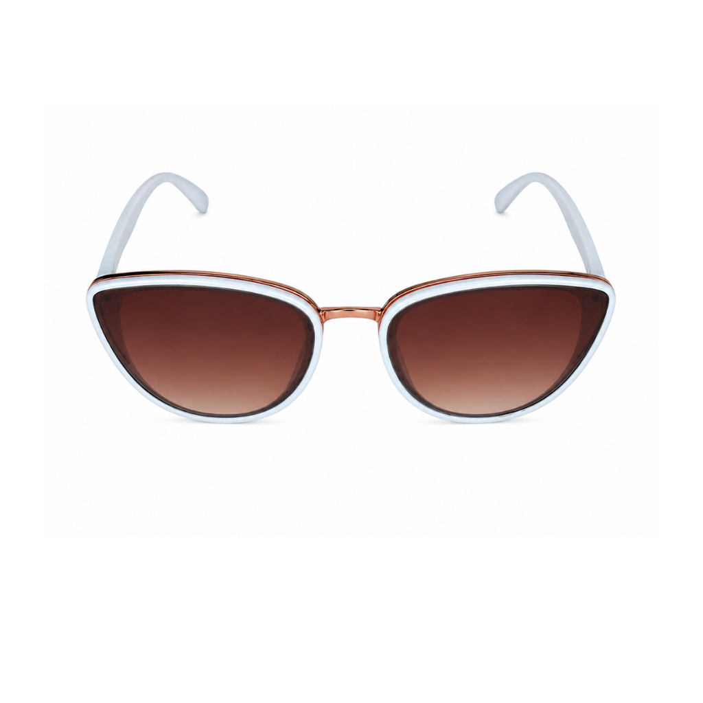 White and Brown Cat-Eye Funky Sunglasses for Women
