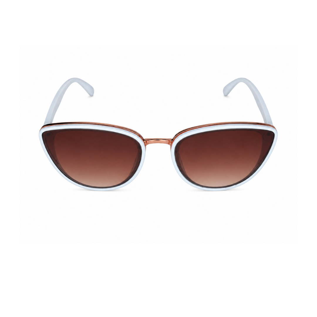 White and Brown Cat-Eye Funky Sunglasses for Women