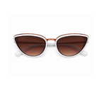 White and Brown Cat-Eye Funky Sunglasses for Women