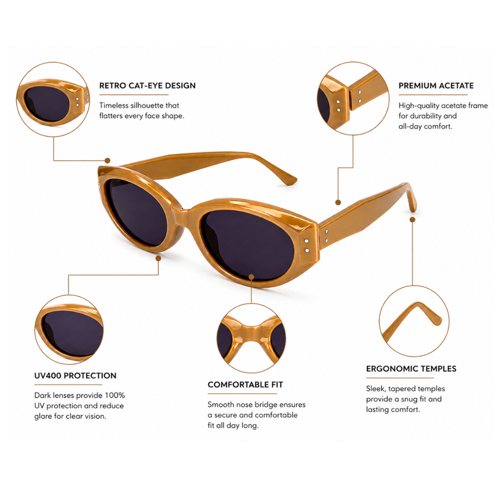 Brown Cat Eye Funky  Sunglasses for Women