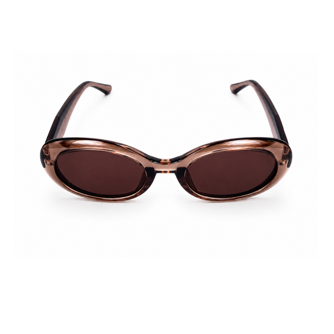 Brown Oval Trendy  Sunglasses for Women