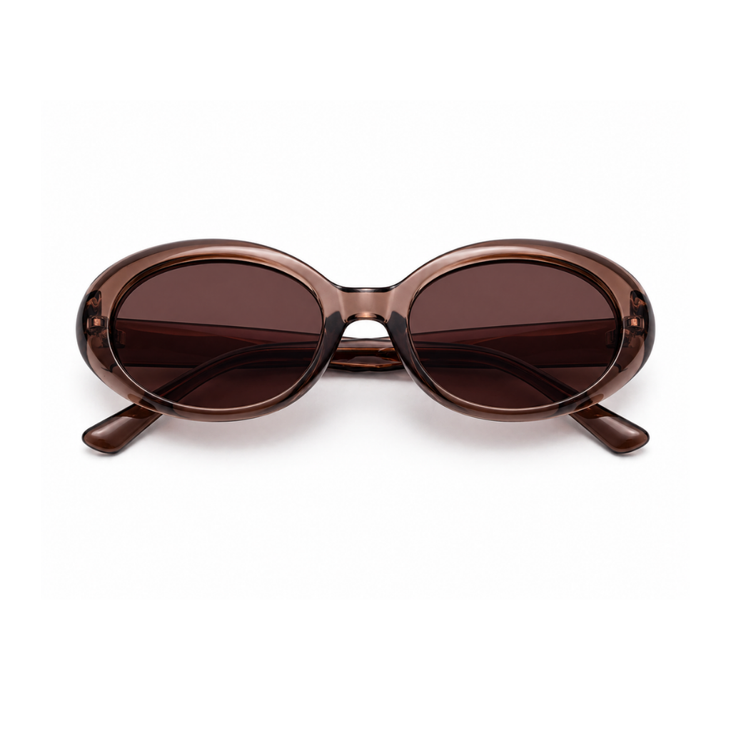 Brown Oval Trendy  Sunglasses for Women
