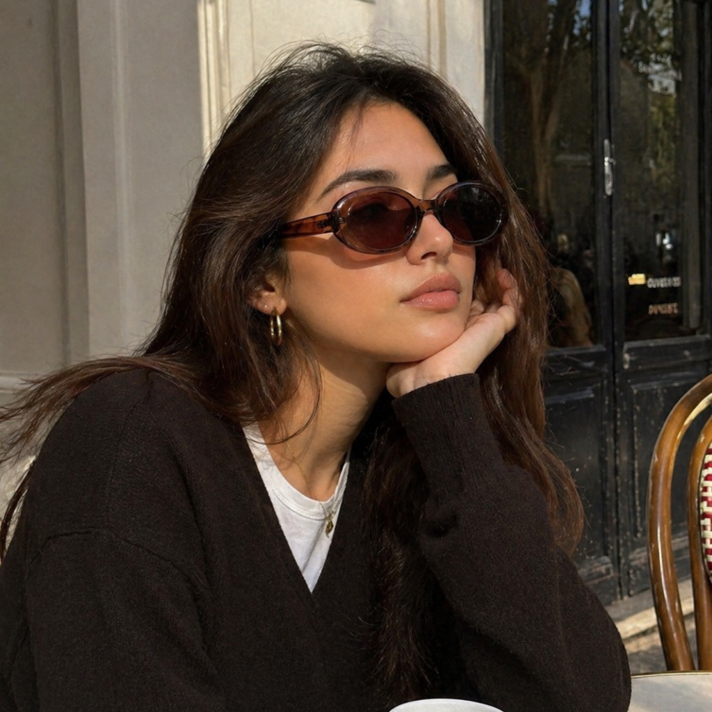 Brown Oval Trendy  Sunglasses for Women