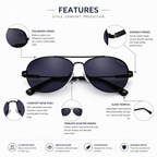 Black Aviator Trendy Polarized Sunglasses for Men