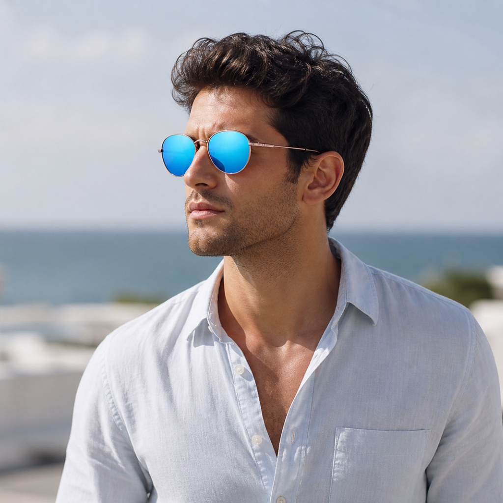 Blue Round Trendy UV Protection Sunglasses for Men and Women