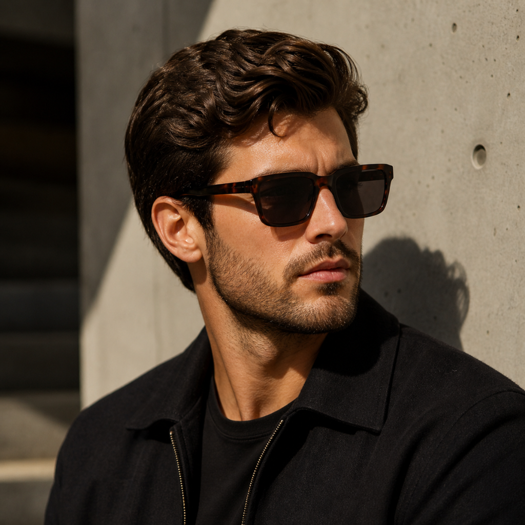 Brown Leopard Square Trendy UV Protection Sunglasses for Men