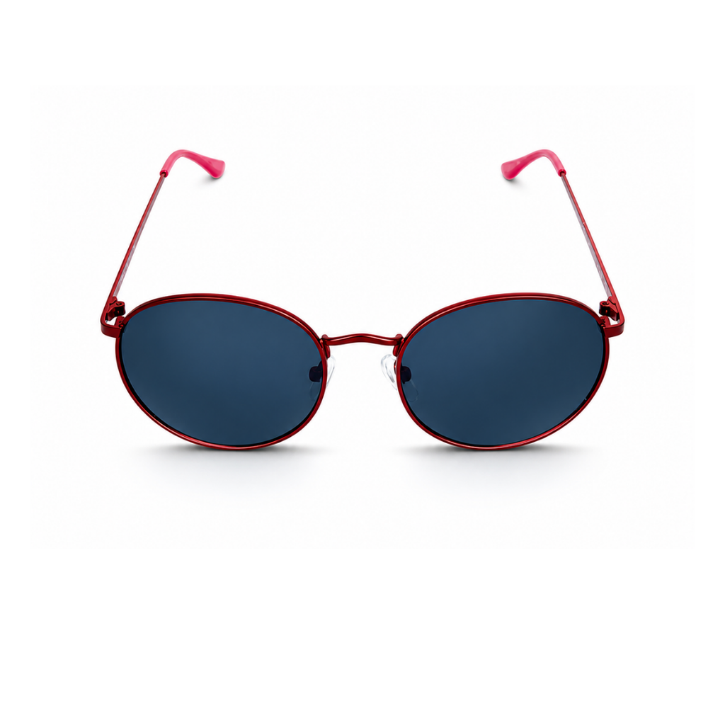 Black Maroon Round Trendy Polarized Sunglasses for Men and Women
