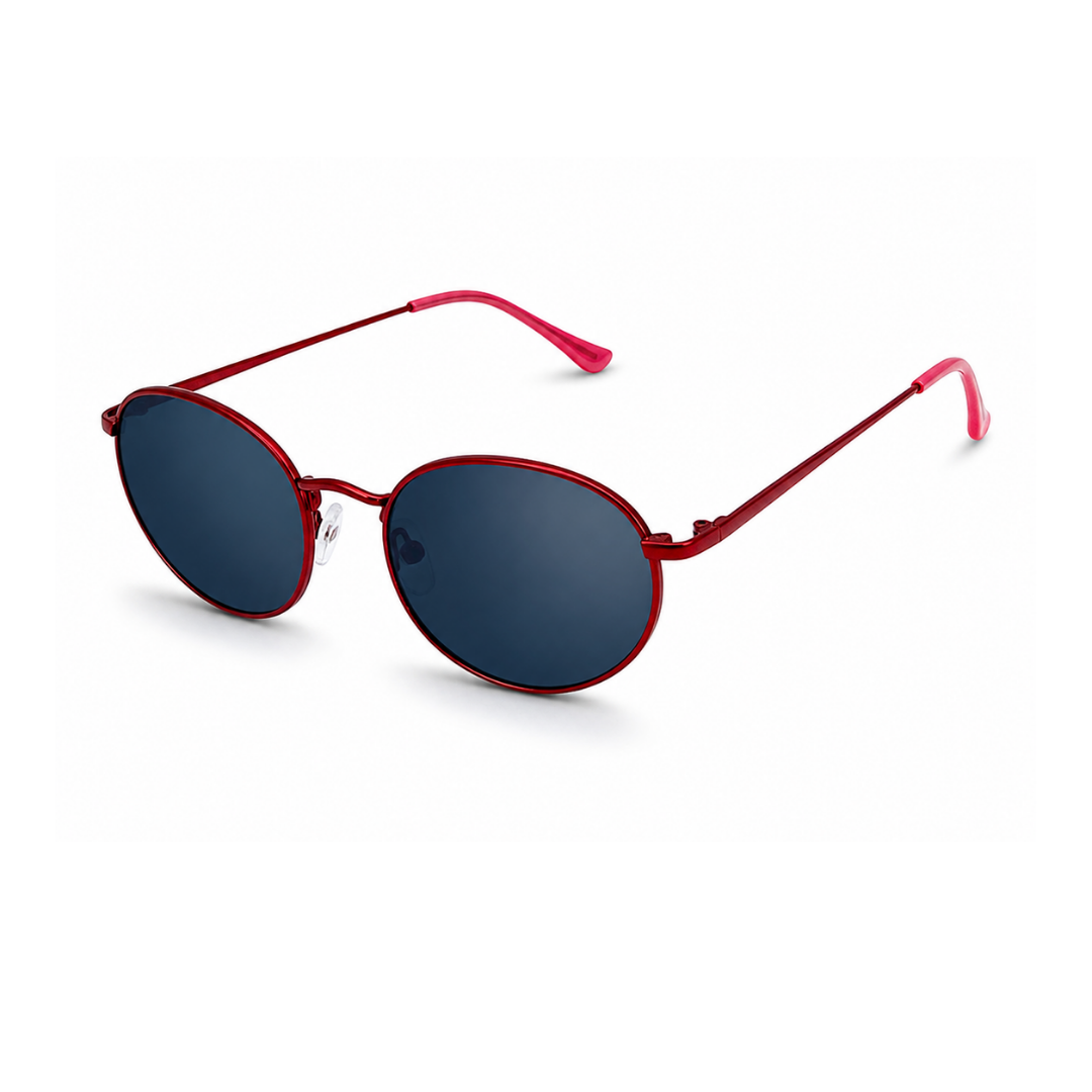 Black Maroon Round Trendy Polarized Sunglasses for Men and Women
