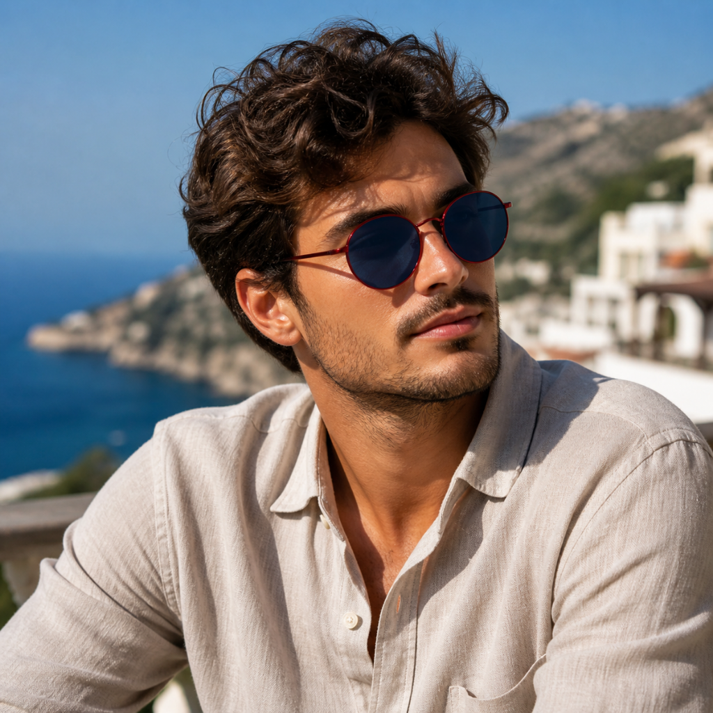 Black Maroon Round Trendy Polarized Sunglasses for Men and Women
