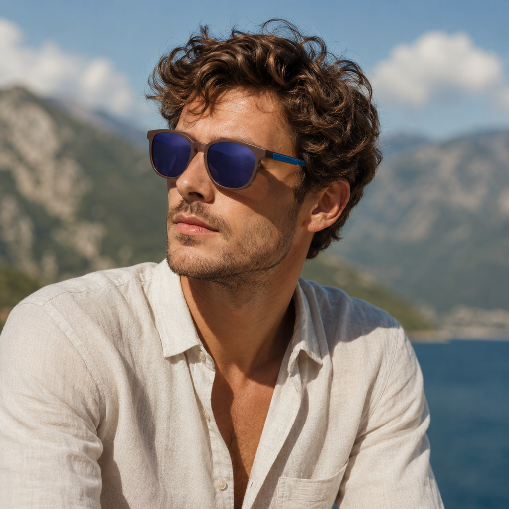 Blue Round Trendy Polarized Sunglasses for Men and Women
