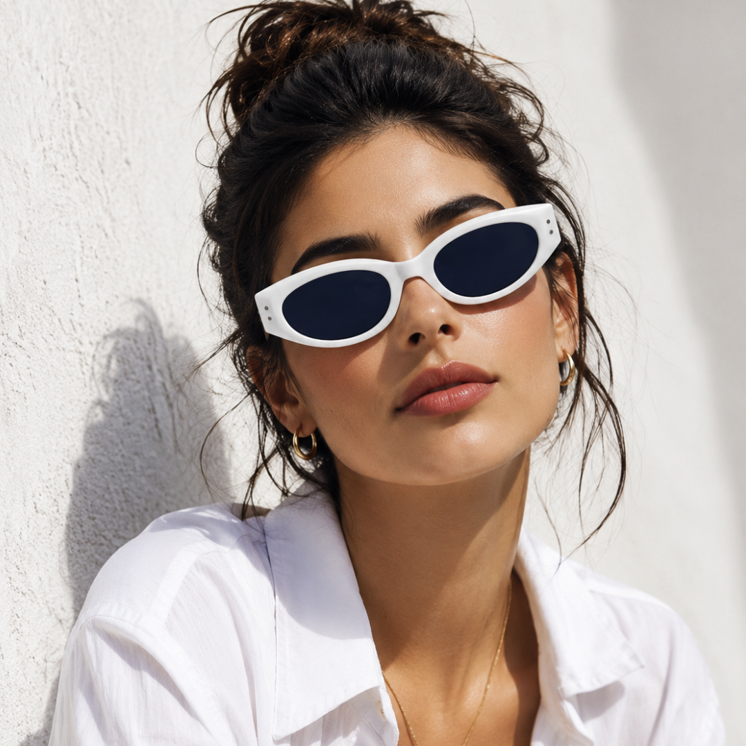 White Black Oval Trendy UV Protection Sunglasses for Men and Women