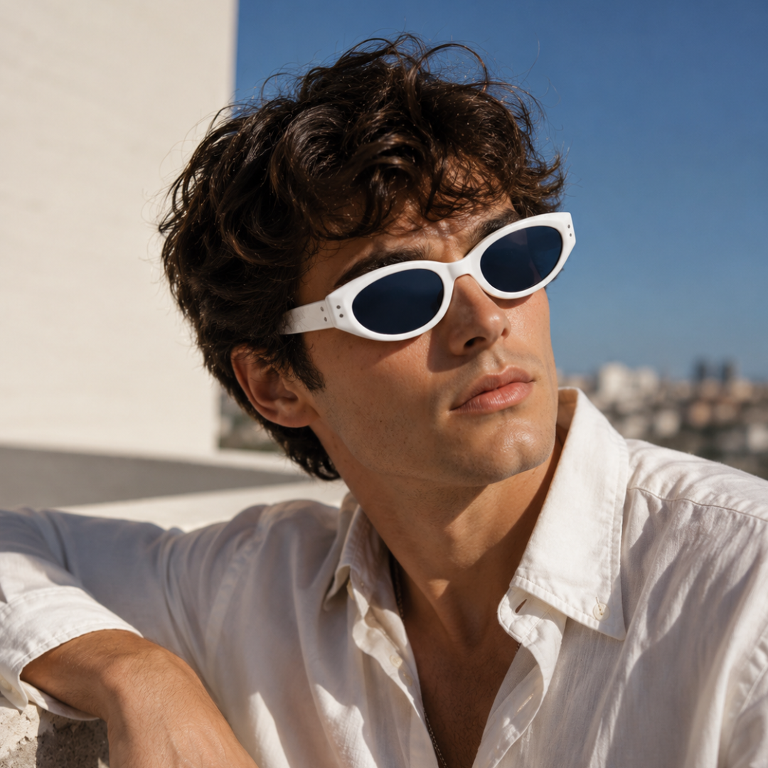 White Black Oval Trendy UV Protection Sunglasses for Men and Women