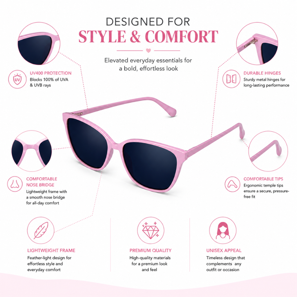 Pink cat Eye Funky UV Protection Sunglasses for Women