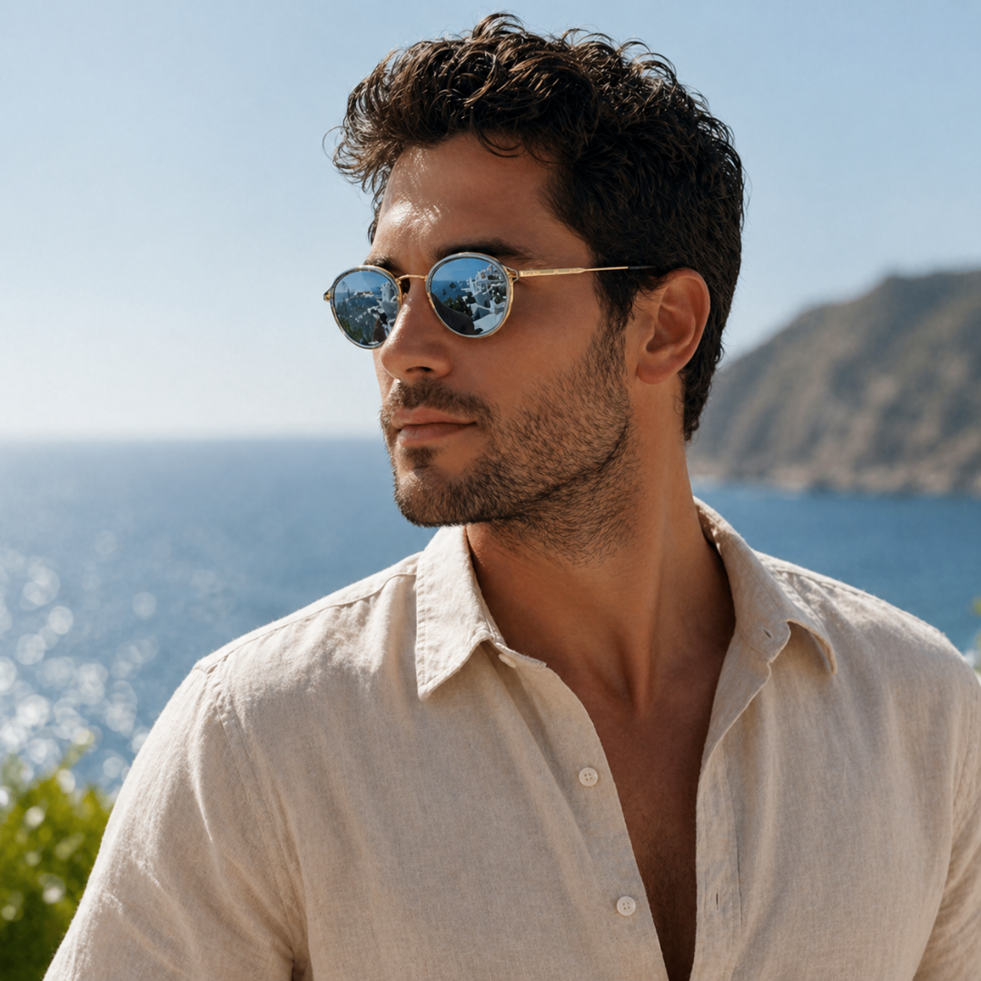 Gold Frame Oval Classic UV Protection Sunglasses for Men