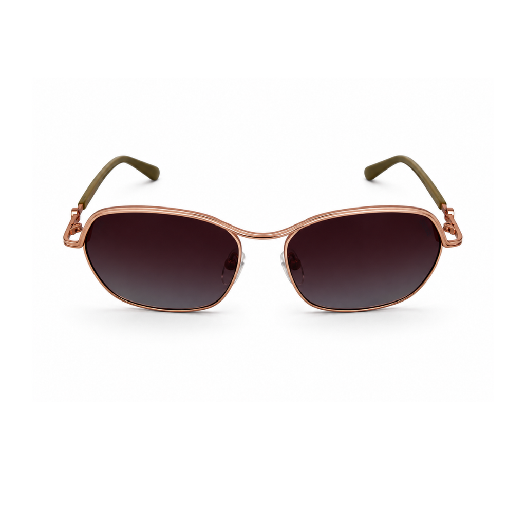 Rose Gold Rectangle Trendy Polarized Sunglasses for Women