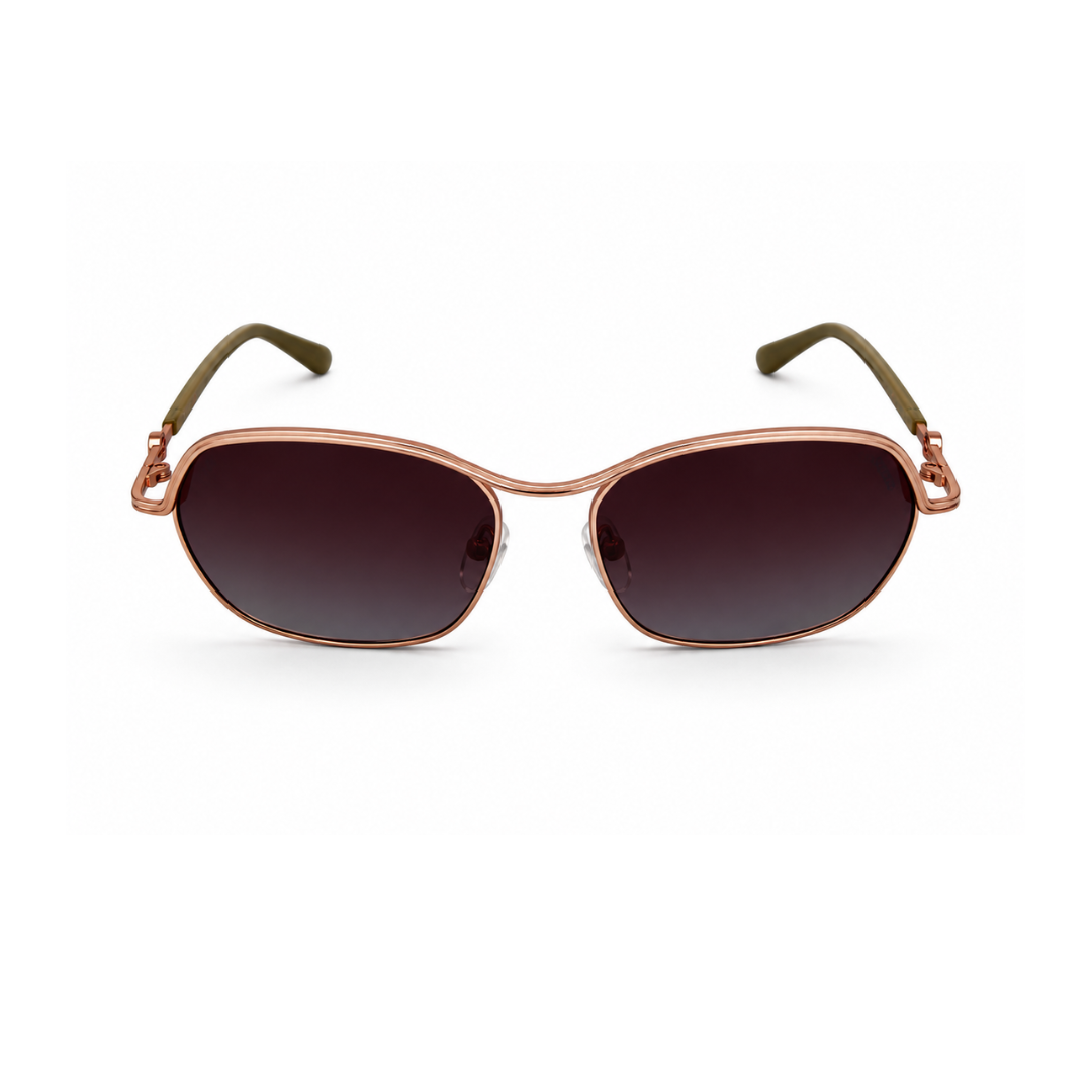 Rose Gold Rectangle Trendy Polarized Sunglasses for Women