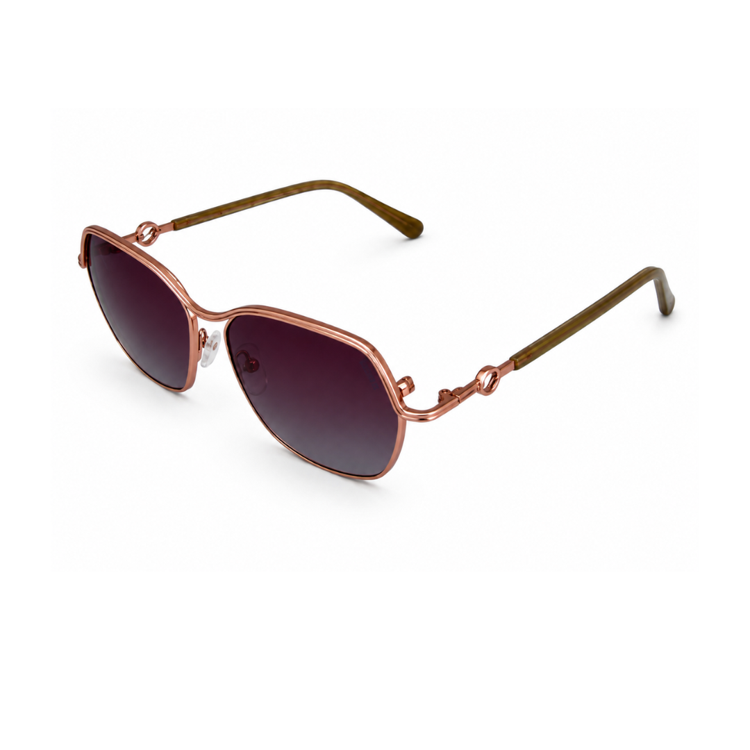 Rose Gold Rectangle Trendy Polarized Sunglasses for Women