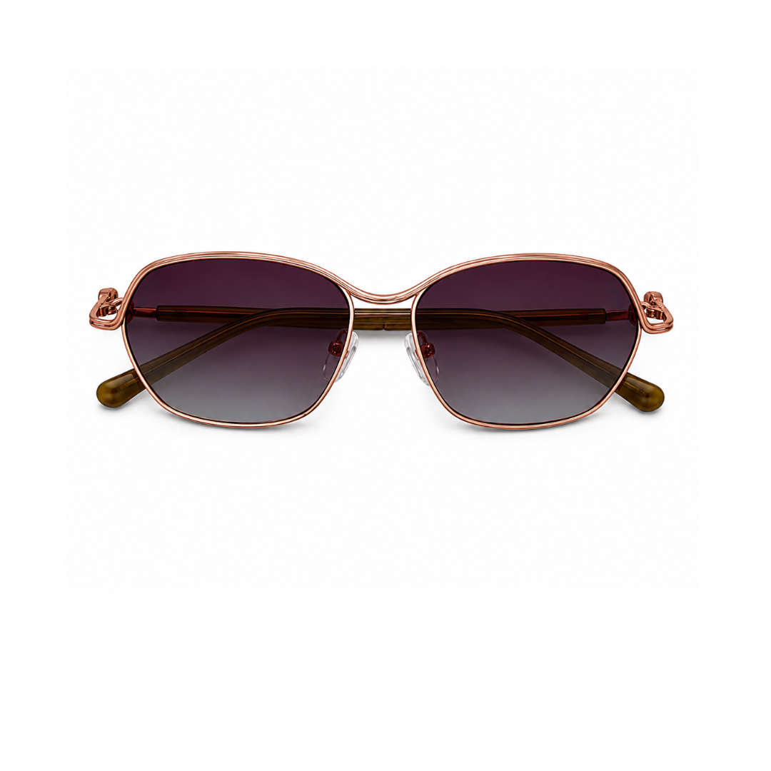 Rose Gold Rectangle Trendy Polarized Sunglasses for Women