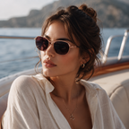 Rose Gold Rectangle Trendy Polarized Sunglasses for Women