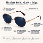 Black Gold Hexagon Classic UV Protection Sunglasses for Men and Women