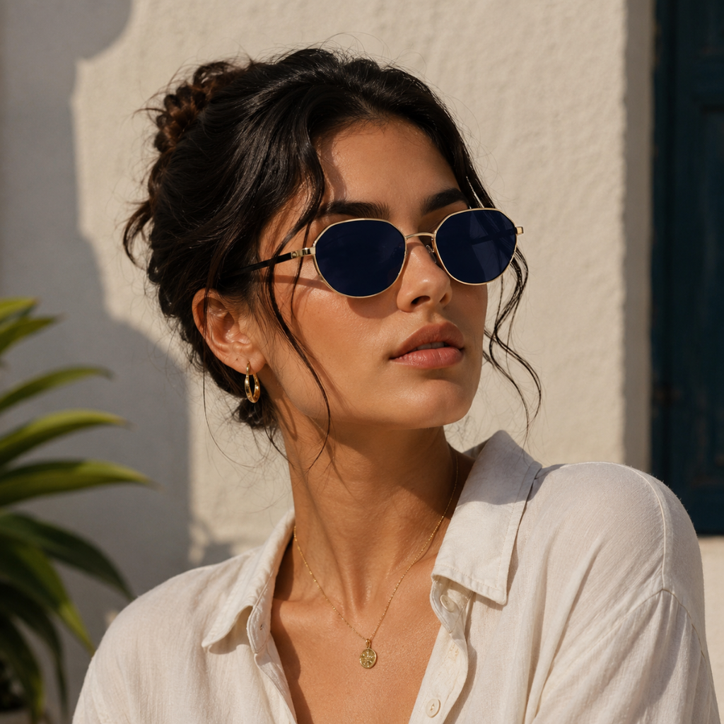Black Gold Hexagon Classic UV Protection Sunglasses for Men and Women