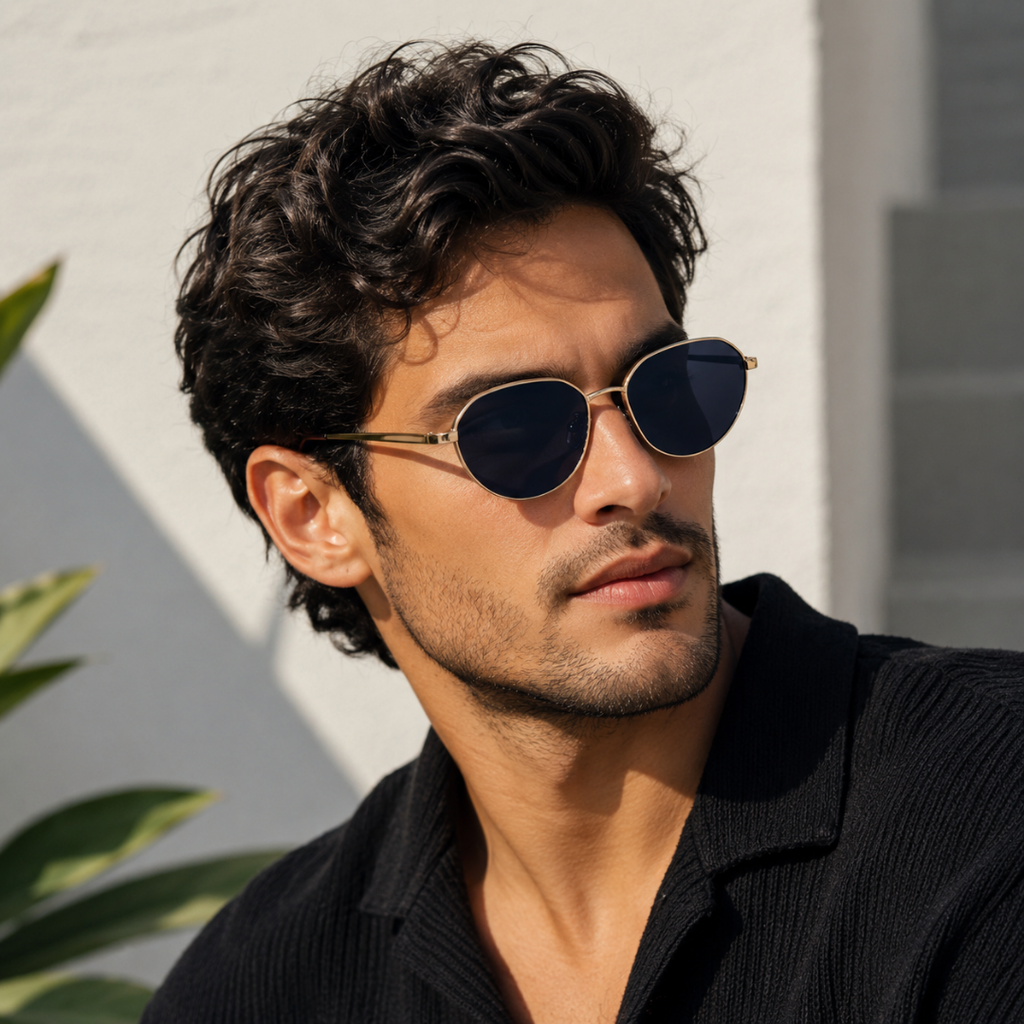 Black Gold Hexagon Classic UV Protection Sunglasses for Men and Women