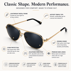 Gold Frame Aviator Classic UV Protection Sunglasses for Men and Women