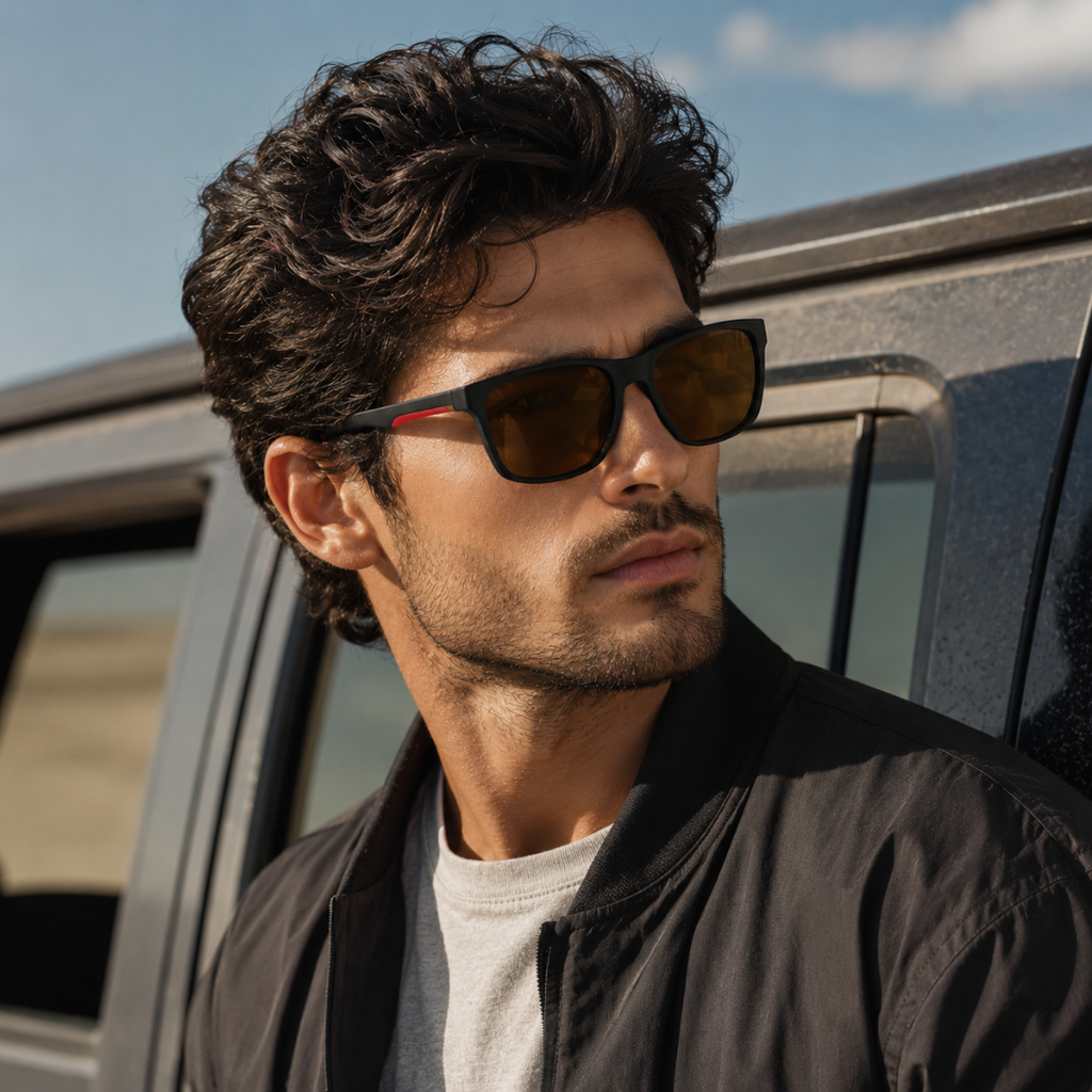 Black Brown Square Trendy UV Protection sunglasses for Men