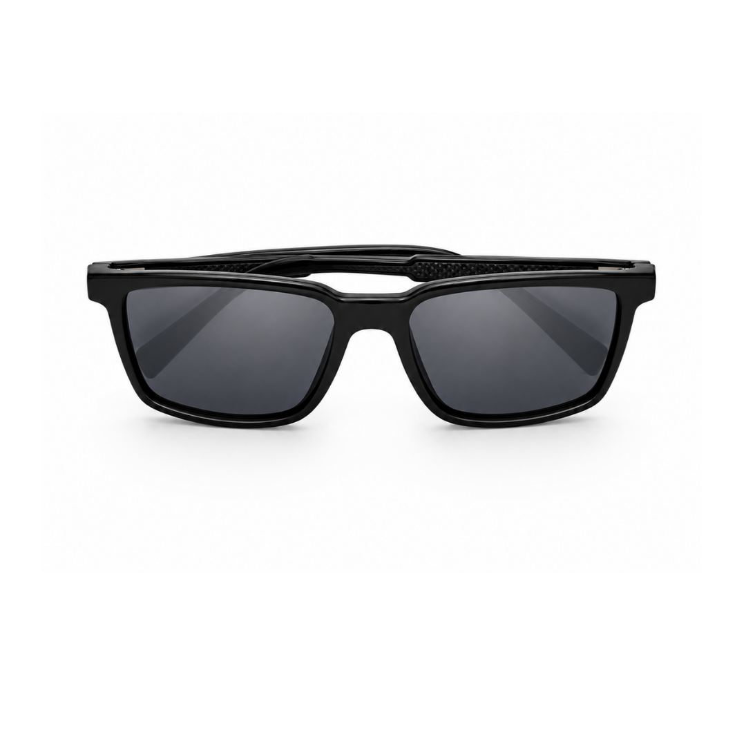 Black Rectangle Trendy Polarized Sunglasses for Men