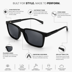 Black Rectangle Trendy Polarized Sunglasses for Men